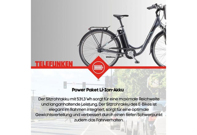 TELEFUNKEN E-Bike »RC840 Multitalent«, 28 Zoll, RH: 48 cm, 7-Gang - grau