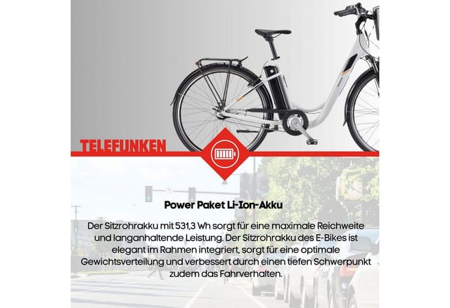 TELEFUNKEN E-Bike »RC840 Multitalent«, 28 Zoll, RH: 48 cm, 7-Gang - weiss