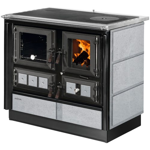 JUSTUS Festbrennstoffherd »Rustico-90 2.0«, speckstein, Speckstein, 7 kW - grau