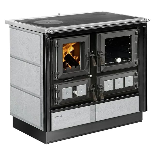 JUSTUS Festbrennstoffherd »Rustico-90 2.0«, schwarz/grau, Speckstein, 7 kW