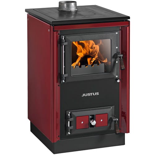 JUSTUS Festbrennstoffherd »Rustico-50 2.0«, bordeauxrot, Emaille, 7 kW