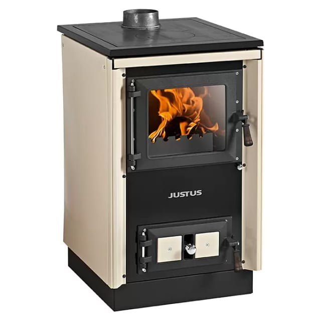 JUSTUS Festbrennstoffherd »Rustico-50 2.0«, creme, Emaille, 7 kW - weiss