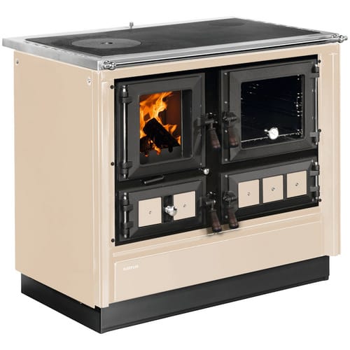 JUSTUS Festbrennstoffherd »Rustico-90 2.0«, creme, Emaille, 7 kW - weiss