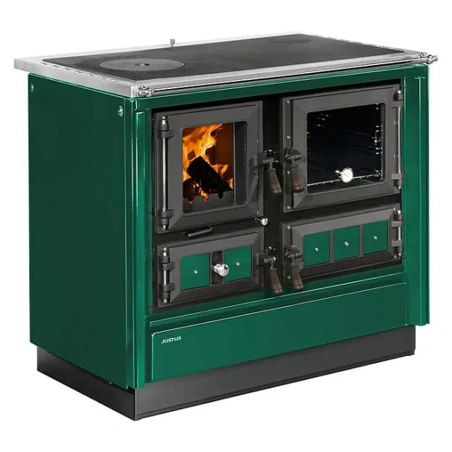JUSTUS Festbrennstoffherd »Rustico-90 2.0«, grün, Emaille, 7 kW - gruen
