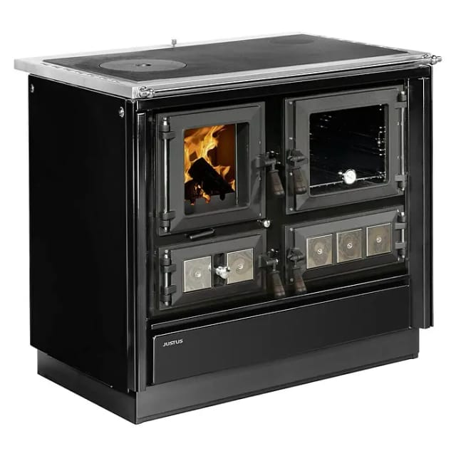 JUSTUS Festbrennstoffherd »Rustico-90 2.0«, schwarz, Emaille, 7 kW
