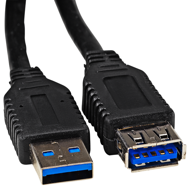 SCHWAIGER Kabel, USB 3.0 Verlängerung 3 m schwarz Stecker A/Kupplung B