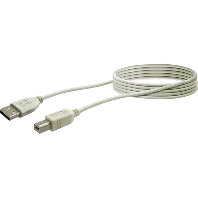 SCHWAIGER USB-2.0-Anschlusskabel, B-Stecker auf A-Stecker, 1,5 m, Grau