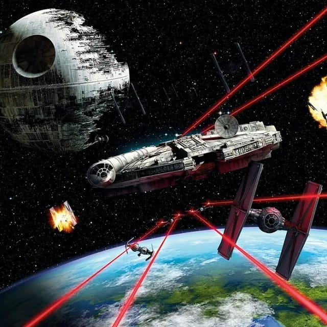 KOMAR Papiertapete »STAR WARS Millennium Falcon«, Breite 368 cm - bunt