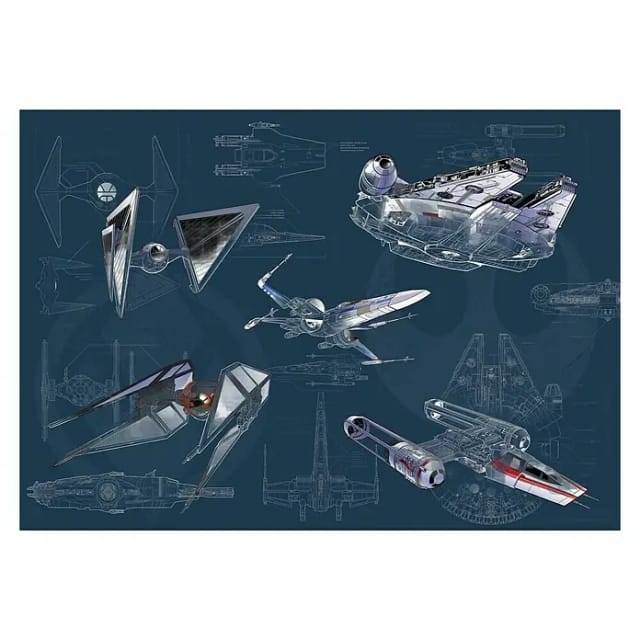 KOMAR Vliestapete »Star Wars Blueprint Dark«, bunt, glatt