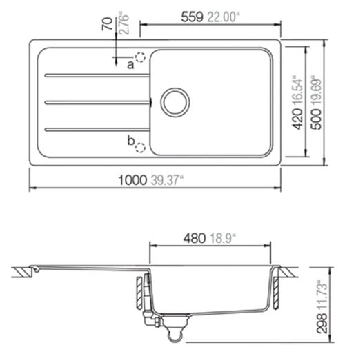 SCHOCK Küchenspüle, Formhaus D-100L Onyx, Granit | Komposit | Quarz, 100 x 50 - schwarz