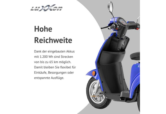 LuXXon Elektromobil »E3800«, max. 20 km/h, Reichweite: 65 km, blau