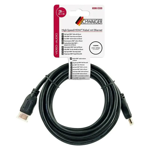 SCHWAIGER HDMI-Kabel, 3m, Schwarz