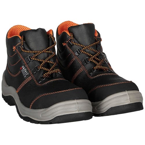 safety and more Sicherheitsstiefel, S3, Leder, 45, Schwarz | Orange - Größe 45