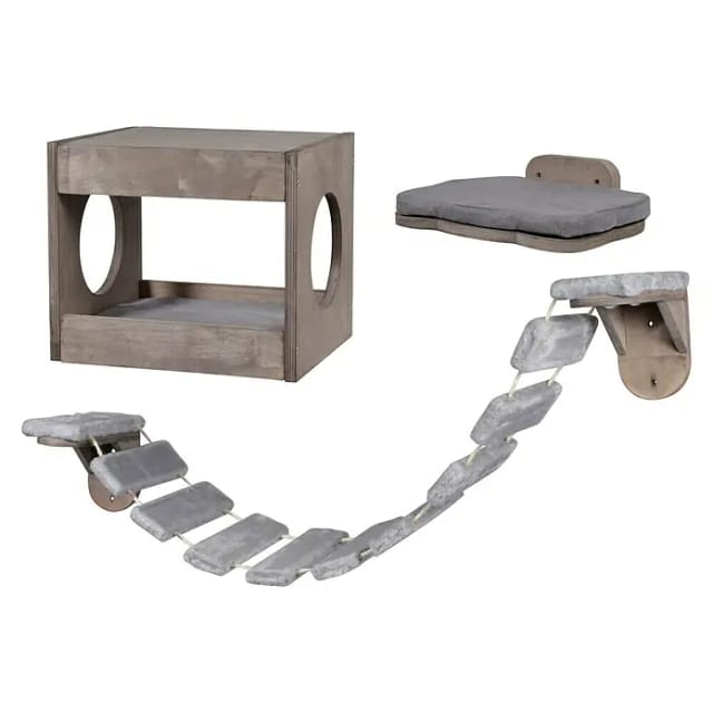 DOBAR Katzenmöbel-Set, BxHxL: 35 x 30 x 30 cm, braun - grau