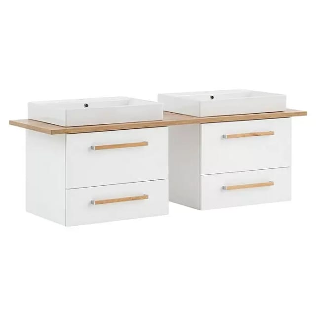 SCHILDMEYER Waschtisch »Duo«, BxH: 165,2 x 61,5 cm, Sanitärkeramik, 2 Becken - weiss