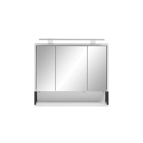 SCHILDMEYER Spiegelschrank »Limone«, BxHxT: 70 x 68 x 16 cm, 3-türig, weiß - weiss