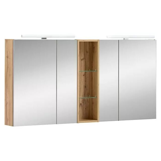 SCHILDMEYER Spiegelschrank »Duo«, BxHxT: 141,6 x 71 x 16 cm, 4-türig, eiche - braun