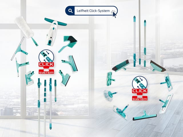 LEIFHEIT Teleskopstiel »Click-System«, BxL: 3,6 x 4,5 cm - silberfarben