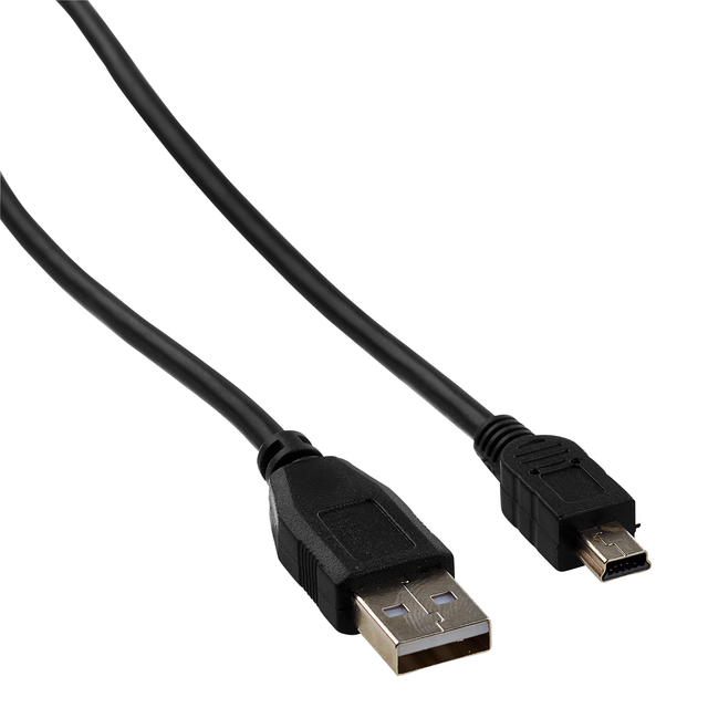 SCHWAIGER USB-Kabel, Mini-B- auf A-Stecker, 1 m, Schwarz