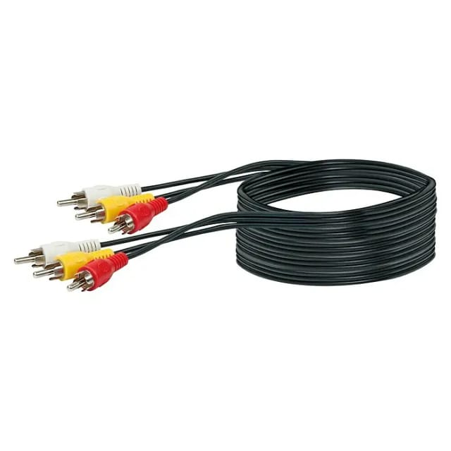 SCHWAIGER Kabel, Cinch-A/V-Verbindungskabel 5 m 3 Stecker/3 Stecker schwarz