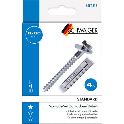 SCHWAIGER Montage-Set, für Wandhalter, 12-tlg. - silberfarben