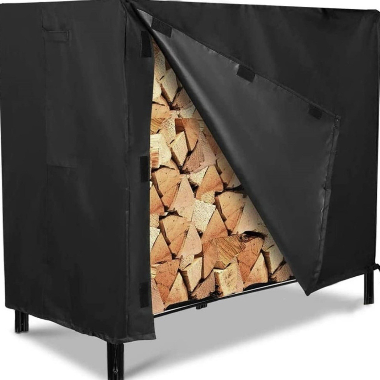 Brennholz-schutzhülle Und Abdeckung Für Die Brennholzlagerung Im Freien, Wasserdichte Brennholz-lagerhülle – 244 X 61 X 107 Cm – Schwarz