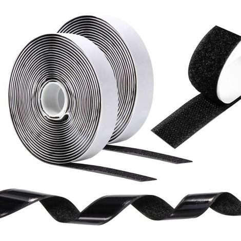 Doppelseitiges, Selbstklebendes Klettband, 10 M X 20 Mm, Starke Klebestreifen, Ideal Für Bilderrahmen, Moskitonetze, Teppiche Und Heimwerkerprojekte – Schwarz