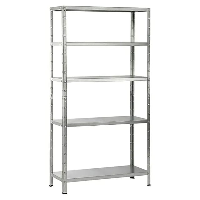 SCHULTE REGALWELT Stecksystem-Grundregal, BxHxT: 100 x 190 x 40 cm, 5 Böden, Stahl - silberfarben