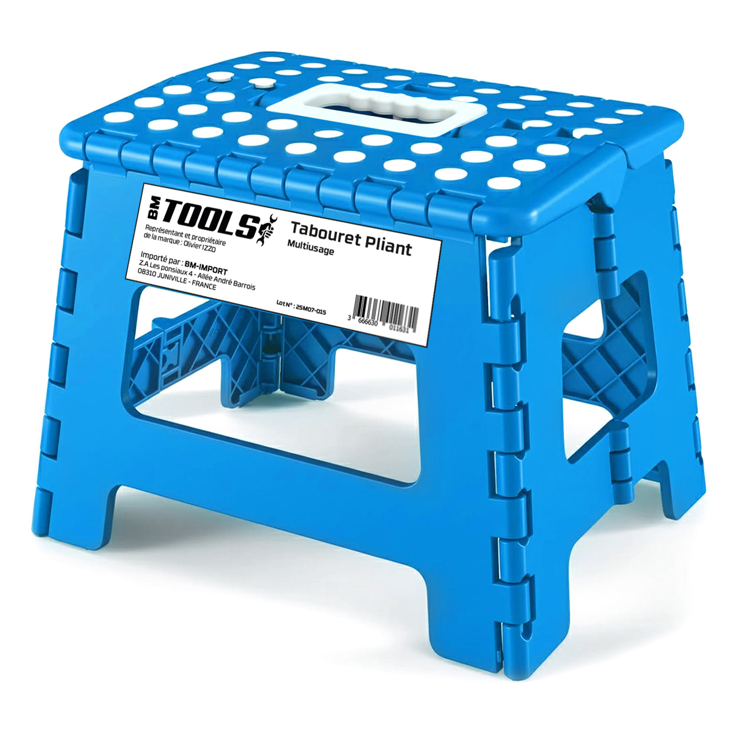 Tabouret Pliant Noir 27cm, Marchepied Pied Pliable Bm Tools Bmt-mp27-bleu - 150kg Capacité, Léger Et Compact Pour Adulte/enfant
