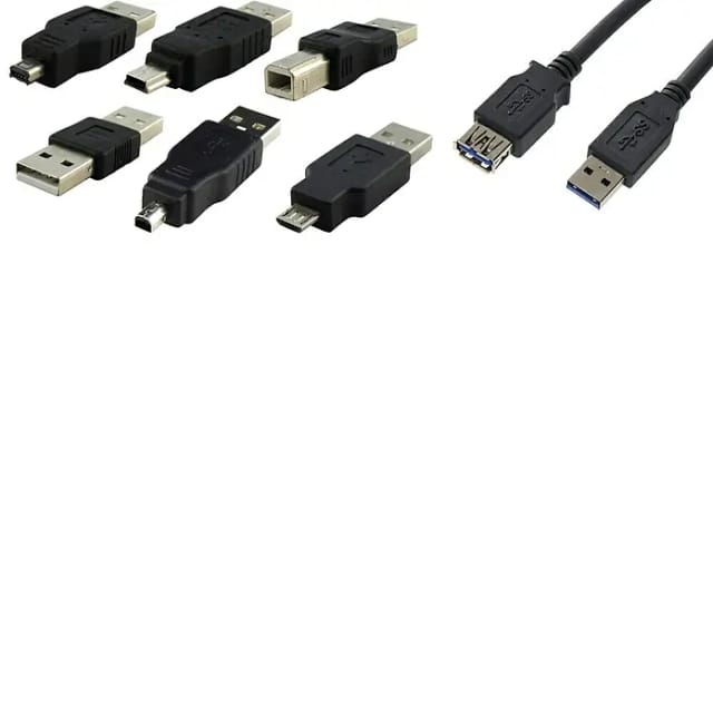 SCHWAIGER USB-2.0-Anschluss-Set, 7-tlg., Schwarz