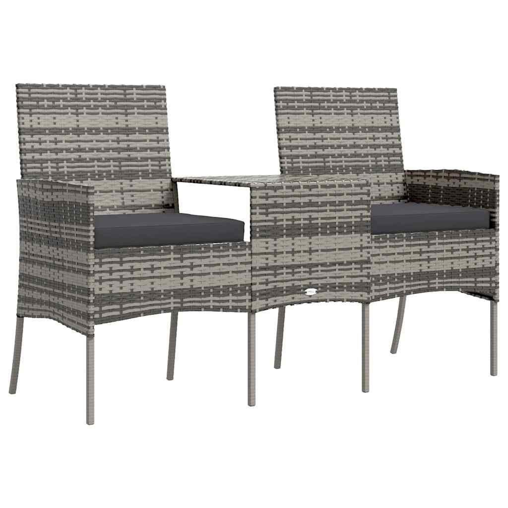 Maison Exclusive - 2-sitzer-gartensofa Mit Teetisch Poly Rattan A