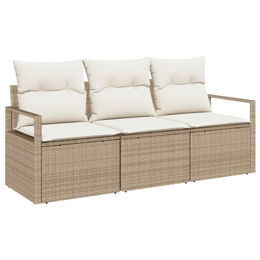 Maison Exclusive - Gartensofa-set 3 Stk. Beige Und Weiß Poly-ratt