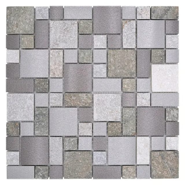HuH Mosaik Mosaikfliese »Urban-Mix«, BxL: 30 x 30 cm, Wandbelag - silberfarben