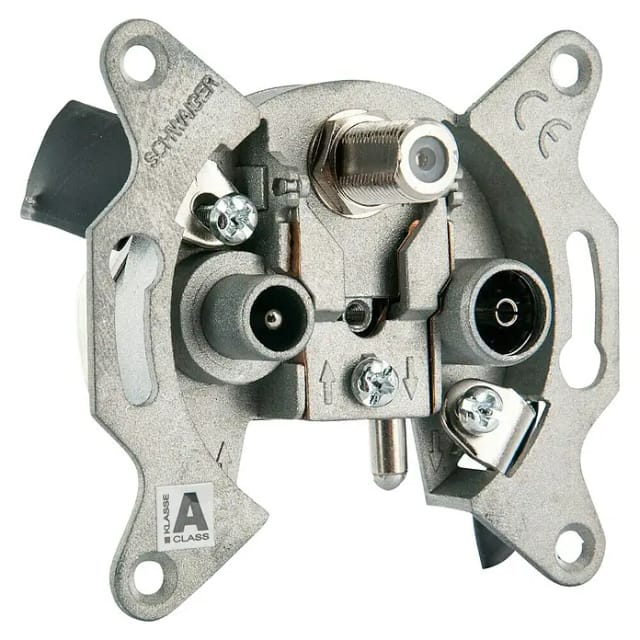 SCHWAIGER 3-Loch-Richtkopplerdose, Silber, Metall, Fernsehgeräte, SAT-Anlagen, Receiver - silberfarben