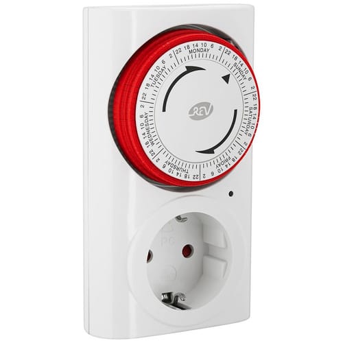 REV-Ritter Schaltuhr, Premium, mit erhöhtem Berührungsschutz u. LED-Anzeige, 230 V, Weiß/Rot - weiss
