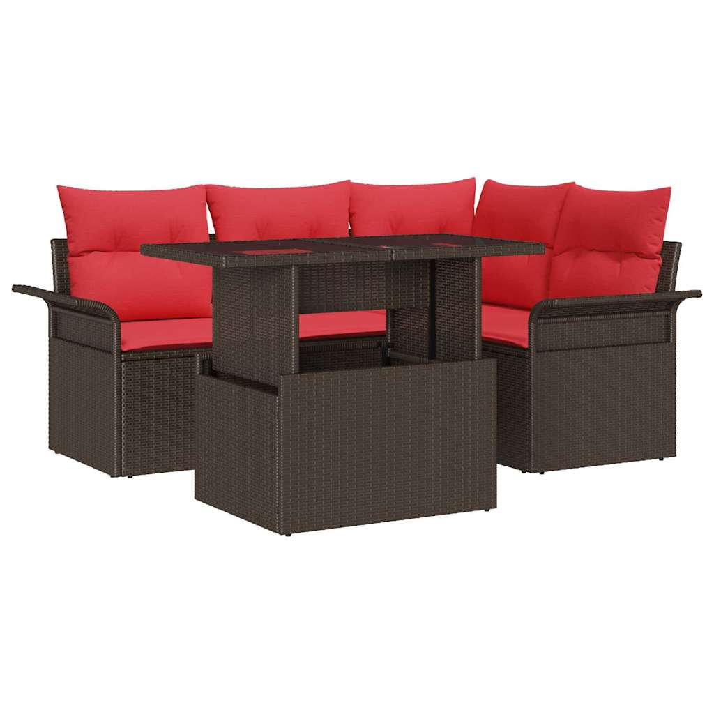 Maison Exclusive - Gartensofa-set 5 Stk. Braun [synthetisch]: Pol