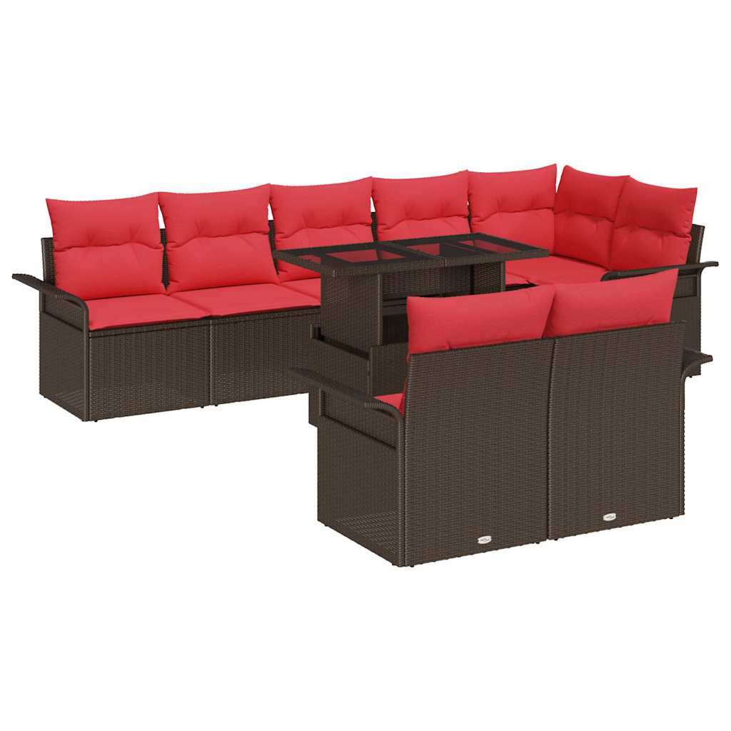 Maison Exclusive - Gartensofa-set 9 Stk. 8-sitzanzahl Braun Poly