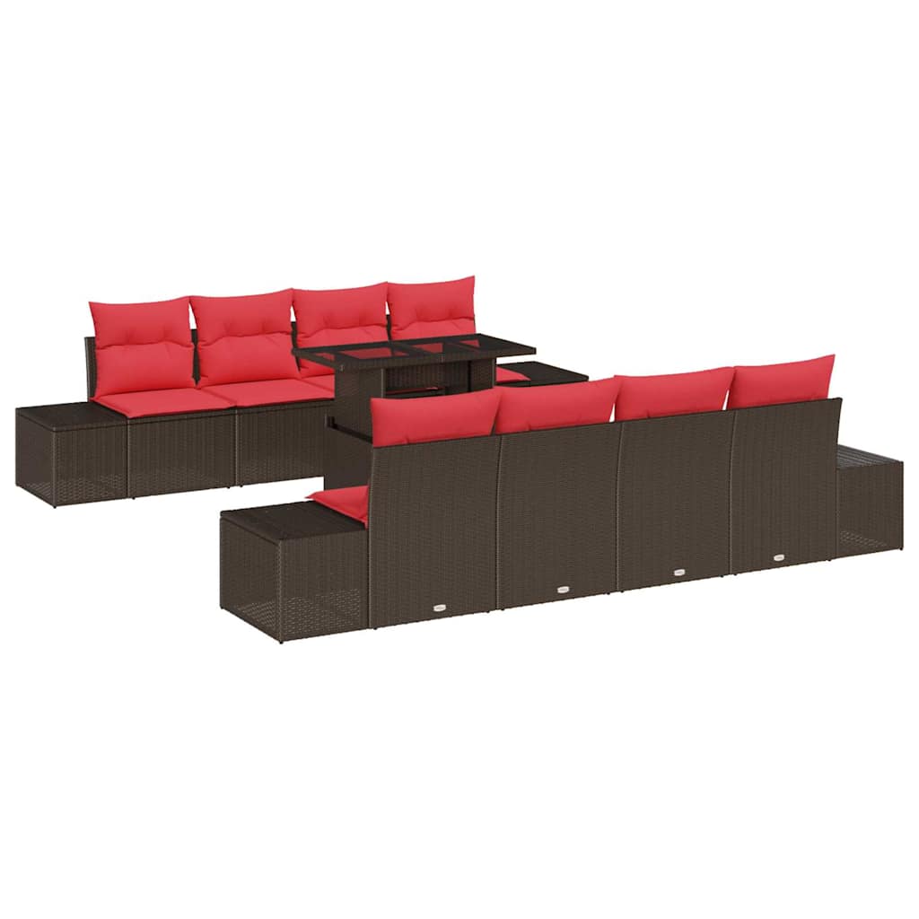 Maison Exclusive - Gartensofa-set 9 Stk. 8-sitzanzahl Braun Und R