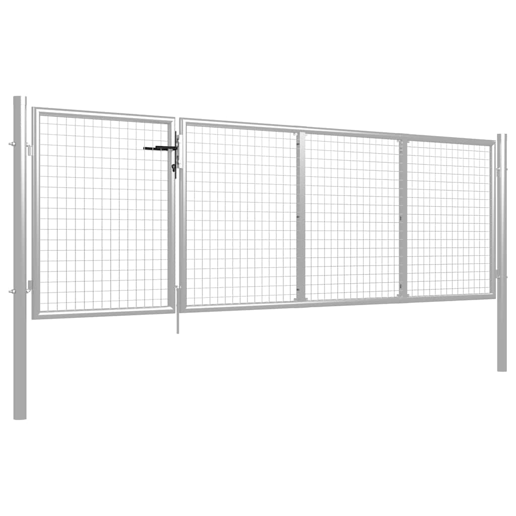 Maison Exclusive - Gartentor Stahl 350 X 100 Cm Silbern