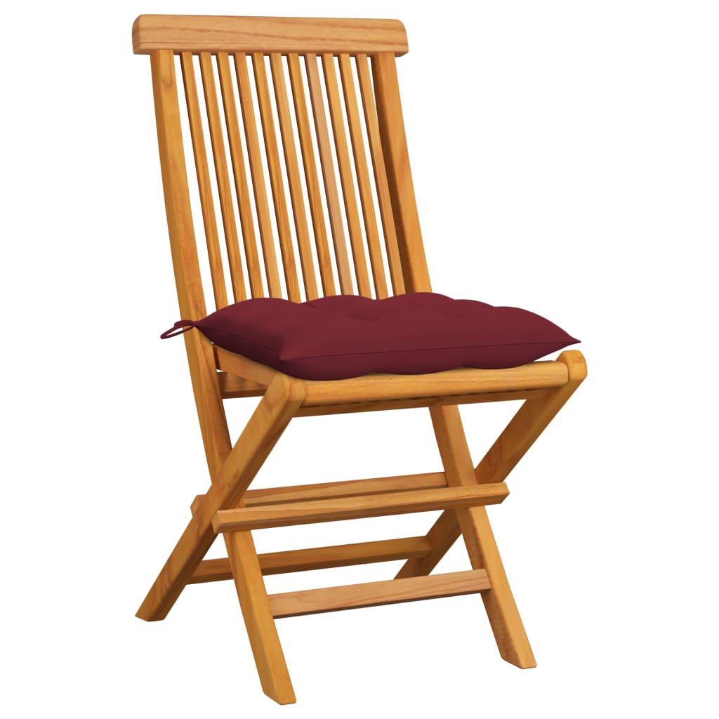 Maison Exclusive - Klappstühle Mit Weinroten Kissen, 6-teilig, Ma