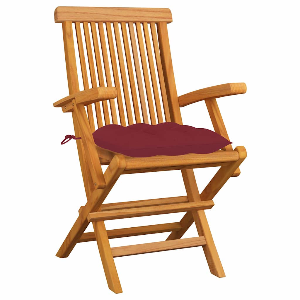 Maison Exclusive - Klappstühle Mit Weinroten Kissen, 3-teilig, Ma