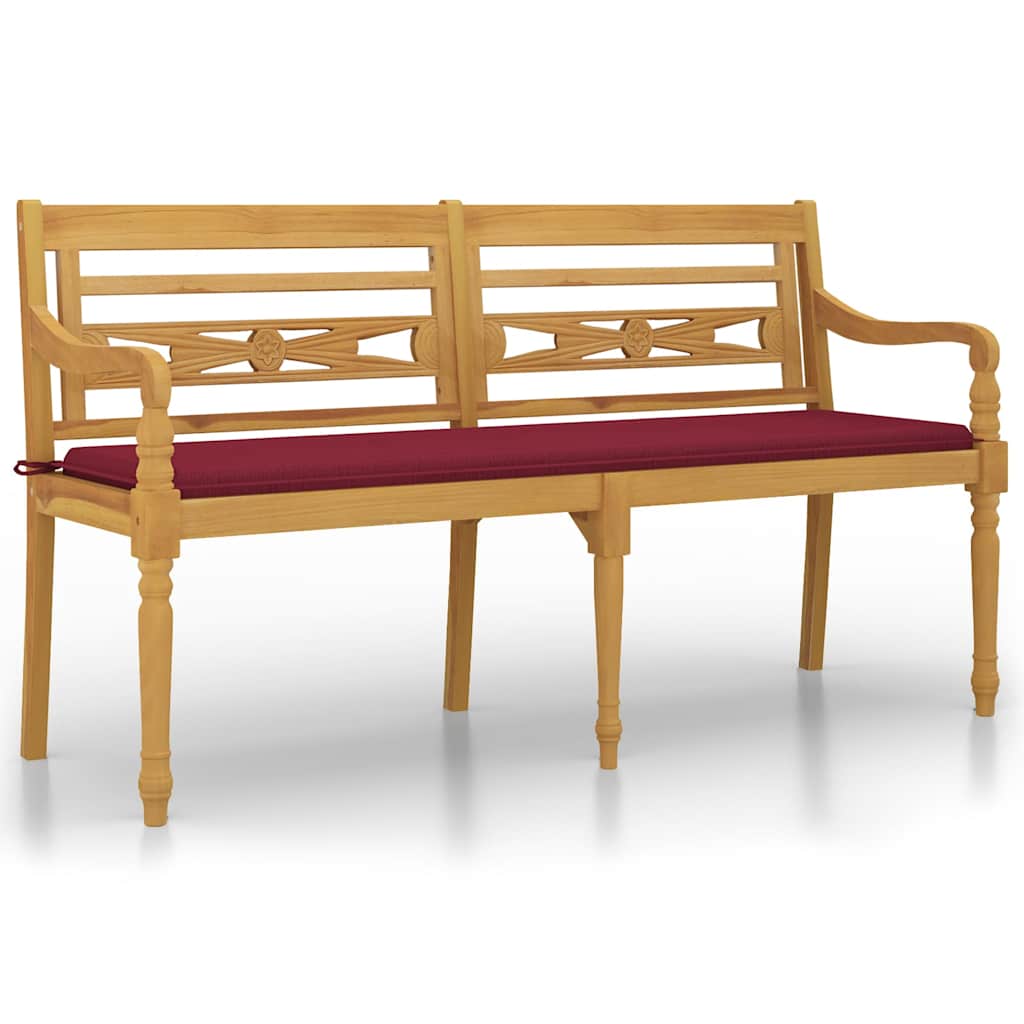 Maison Exclusive - Batavia-bank Mit Weinrotem Kissen 150 Cm Massi