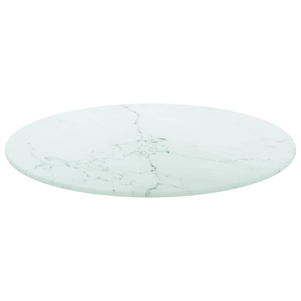 Maison Exclusive - Tischplatte Weiß Ø40x0,8 Cm Hartglas In Marmor
