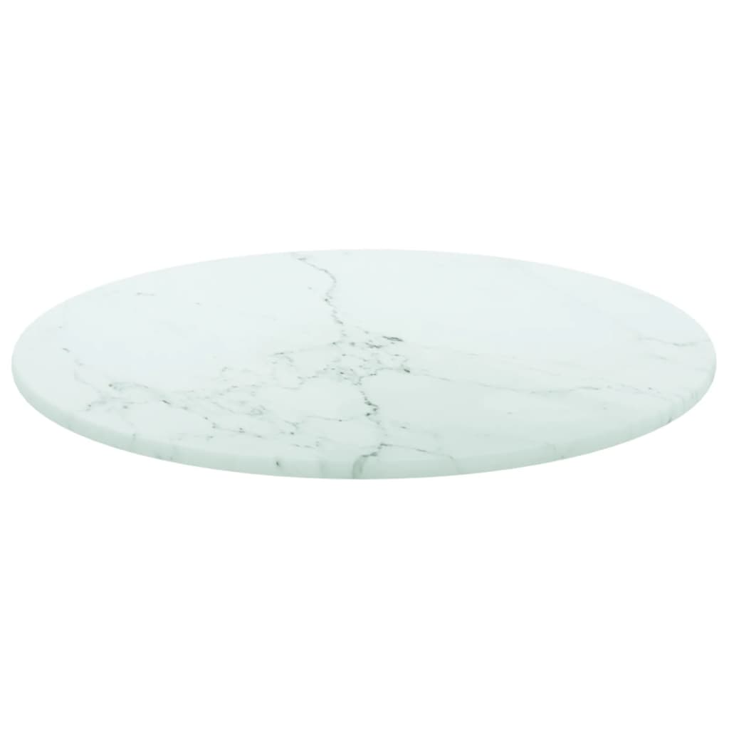 Maison Exclusive - Tischplatte Weiß Ø30x0,8 Cm Hartglas In Marmor