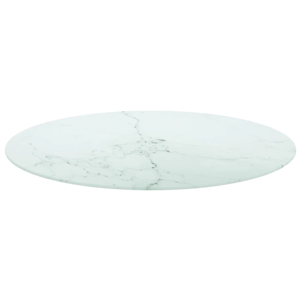 Maison Exclusive - Tischplatte Weiß Ø80x1 Cm Hartglas In Marmorop