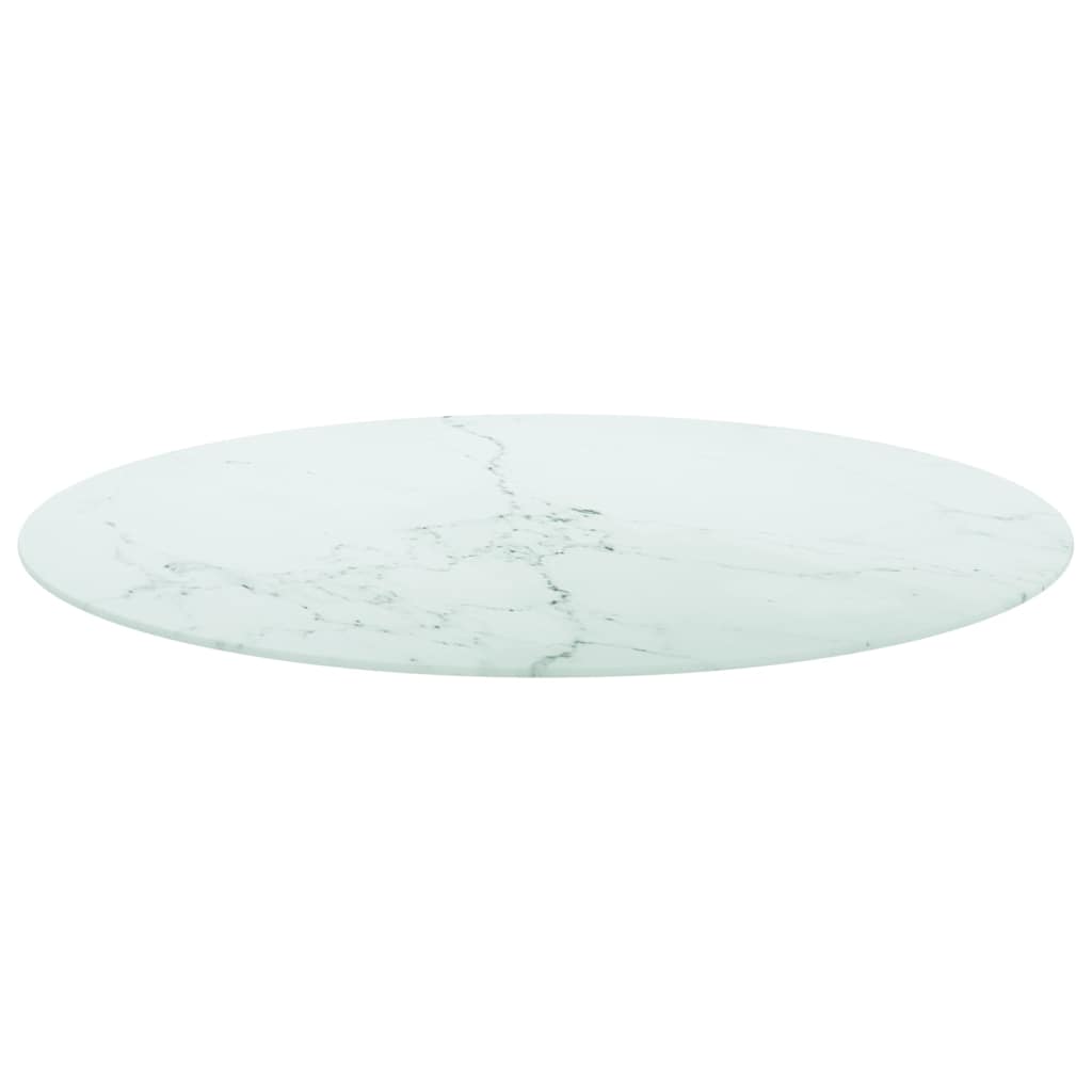 Maison Exclusive - Tischplatte Weiß Ø90x1 Cm Hartglas In Marmorop