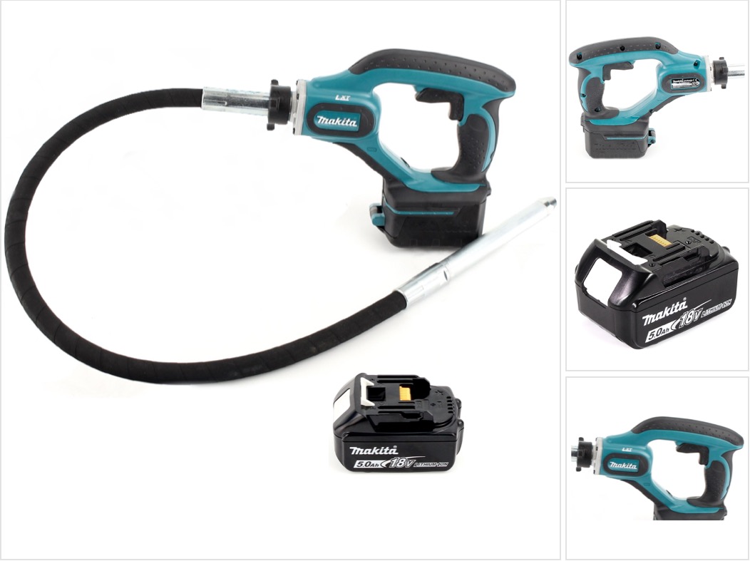 Makita Dvr 450 T1 Akku Betonverdichter 18v + 1x Akku 5,0 Ah - Ohne Ladegerät
