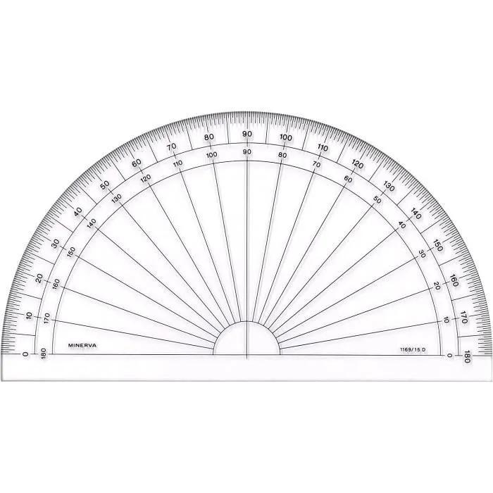 Halbkreiswinkelmesser Minerva N° 1169 Transparent 20 Cm