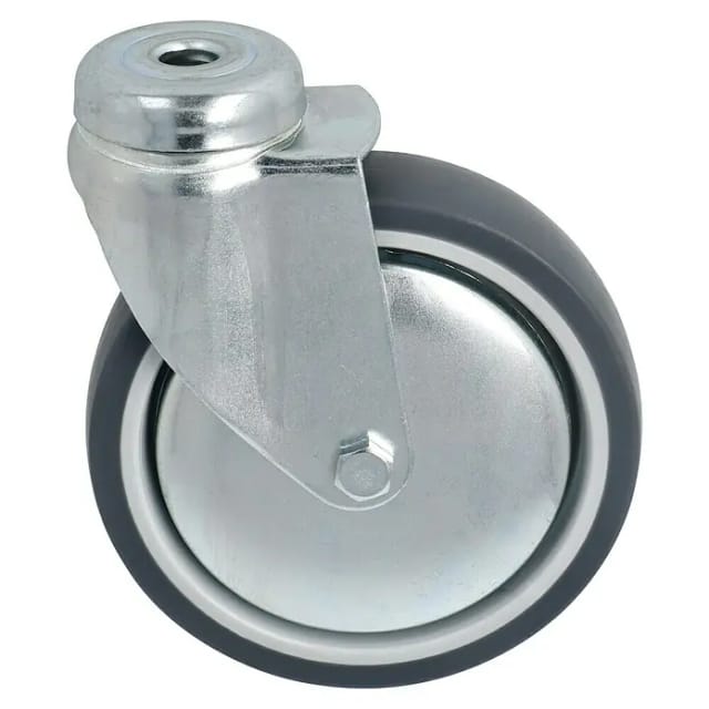 DÖRNER+HELMER Lenkrolle mit Rückenloch, Thermoplastischer Kunststoff (TPE), silberfarben