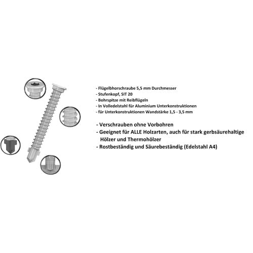 Mr. GARDENER Flügelbohrschraube, Ø: 5,5 mm, Edelstahl